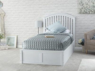 White Wooden Curved Ottoman Low End Bed Frame