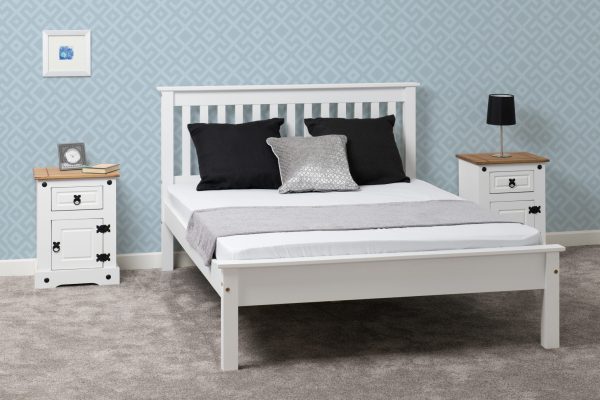 White Wooden Low End Bed Frame