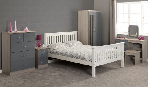 White Wooden High End Bed Frame