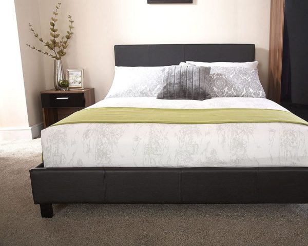 Black Faux Leather Bed