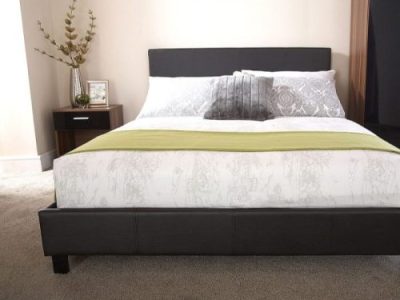 Black Faux Leather Bed
