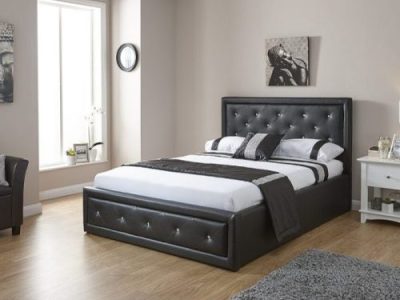 Hollywood Black Faux Leather End Lift Ottoman Bed Frame