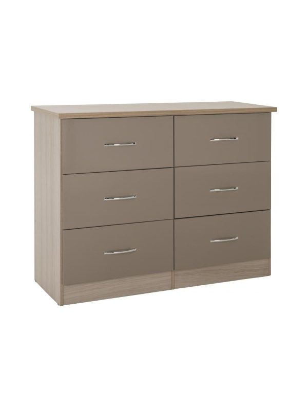 Nevada Oyster Gloss 6 Drawer Chest