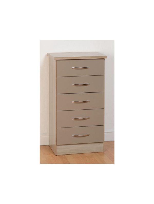Nevada Oyster Gloss 5 Drawer Chest