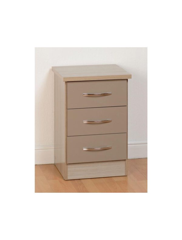 Nevada Oyster Gloss 3 Drawer Bedside
