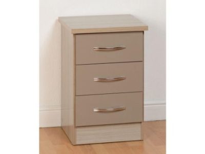 Nevada Oyster Gloss 3 Drawer Bedside