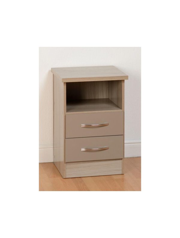 Nevada Oyster Gloss 2 Drawer Bedside