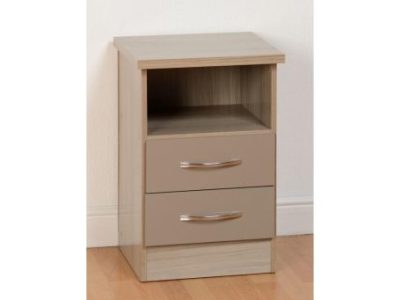 Nevada Oyster Gloss 2 Drawer Bedside