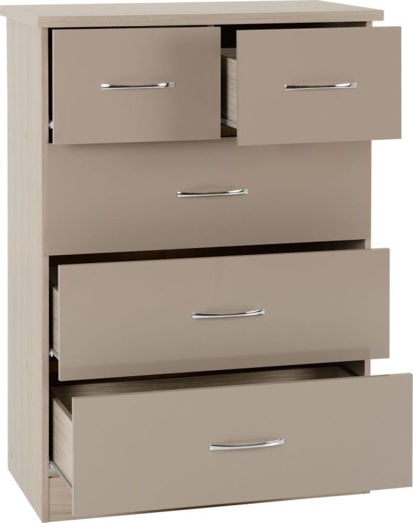 Nevada Oyster Gloss 3 + 2 Drawer Chest 1