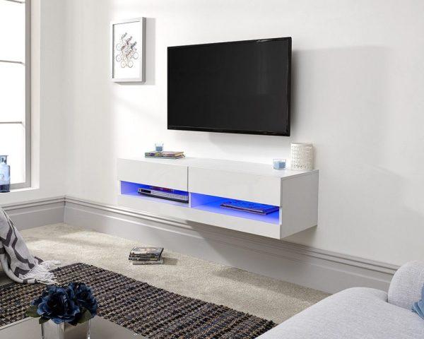 Galicia White Wall Mounted Tv Stand