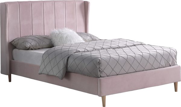 Amelia Pink Velvet Fabric Bed Frame