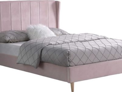 Amelia Pink Velvet Fabric Bed Frame