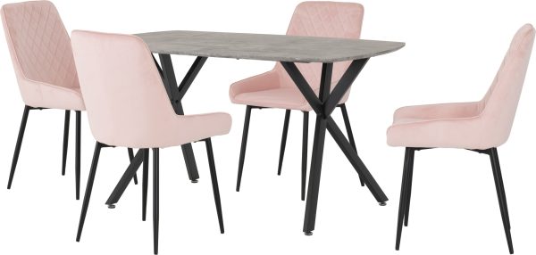 Athens Rectangular Concrete Dining Set With Pink Avery Chairs
