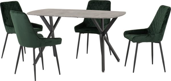 Athens Rectangular Concrete Dining Set With Green Lukas Chairs