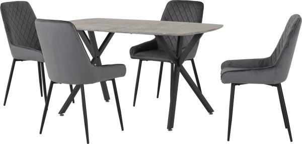 Athens Rectangular Concrete Dining Set With Grey Avery Chairs