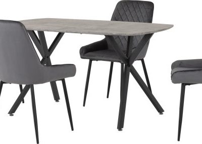 Athens Rectangular Concrete Dining Set With Grey Avery Chairs