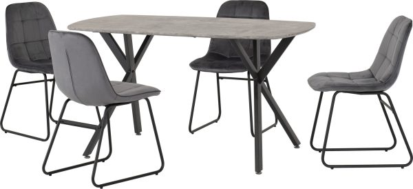 Athens Rectangular Concrete Dining Set With Grey Lukas Chairs